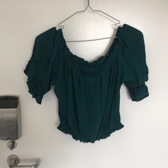 Sea green off shoulder top - Picture 4 of 4
